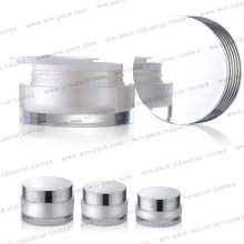 Round Shape Lotion Bottle Ribbed Collar and Cap of Jar 30ml 50ml 100ml Acrylic Jar 15g 30g 50g
